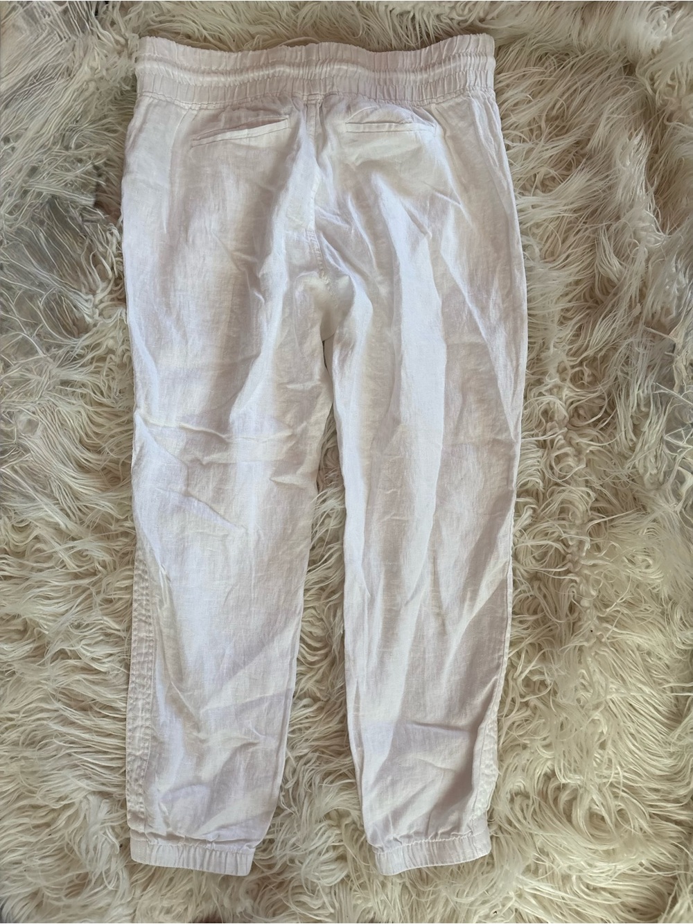 Athleta White Cabo Linen Joggers Drawstring Size 14 - Picture 7 of 7